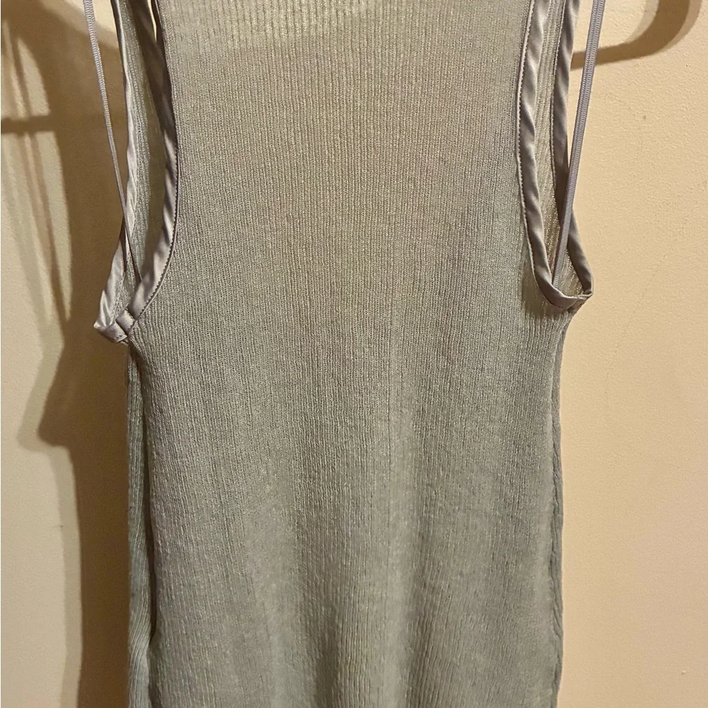 Zara Light Gray Ribbed Tank Top - Picture 3 of 5